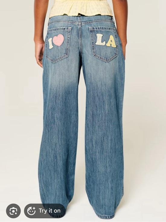 Hollister Denim - Hollister Low Rise Baggy Jeans I ❤️ LA Back Pocket Wide Leg Denim W29 NWOT 8R